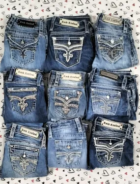 HD Premium Y2K Ladies Rock Rivival Flared Jeans - 12 pcs