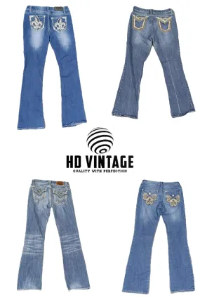 HD214 Ladies Y2K Embellished Flared Jeans - 16 pcs