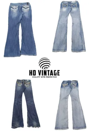 HD334 Ladies Y2K Embelished Flared Jeans - 19 pcs