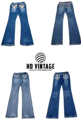 HD378 Ladies Y2K Flared Embroided Jeans - 21 pcs