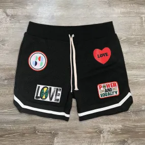 heart letter print track shorts