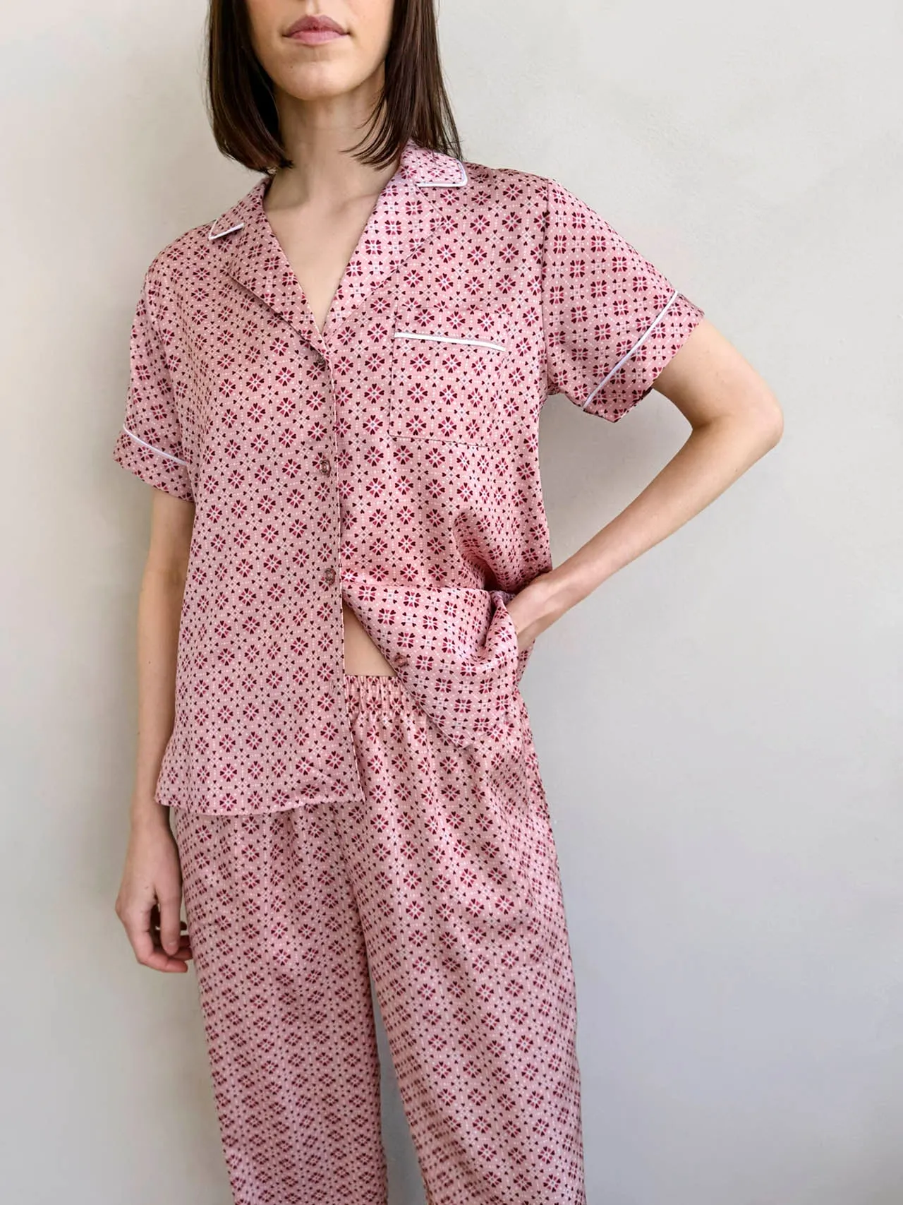 Hearts And Diamonds Geo Satin Silk Sleep Set