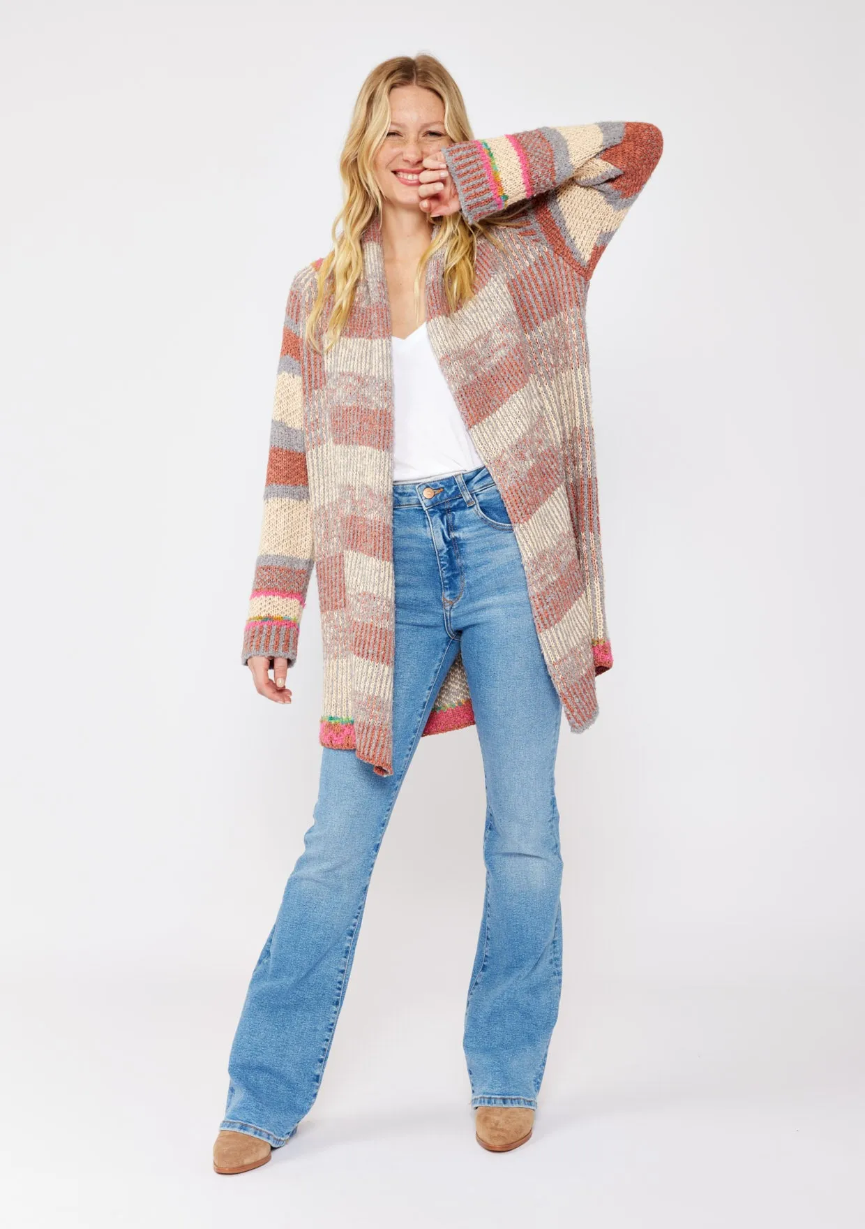 Heathered Stripe Chunky Coatigan