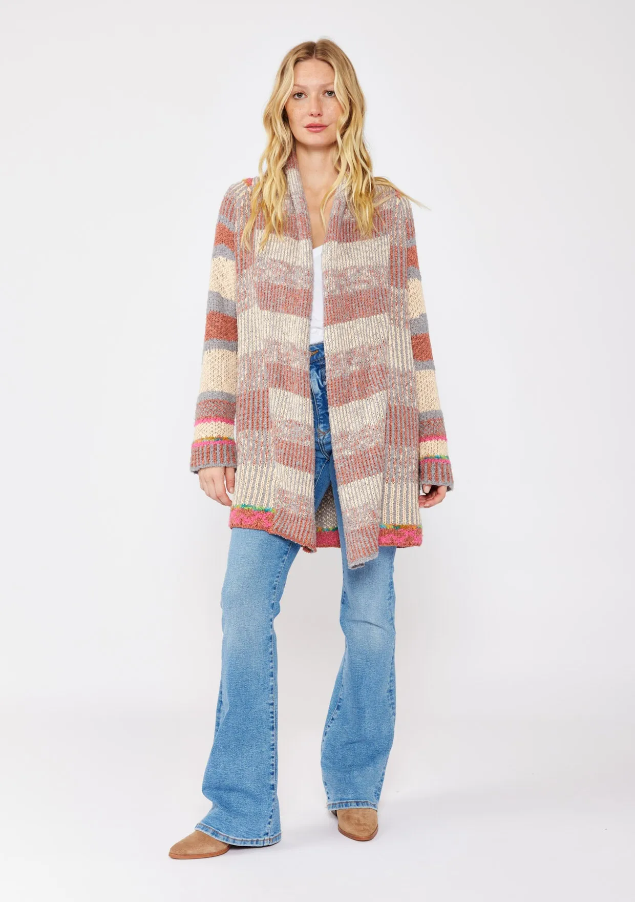 Heathered Stripe Chunky Coatigan