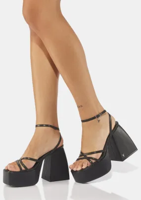 Heaven Black Leather Heels