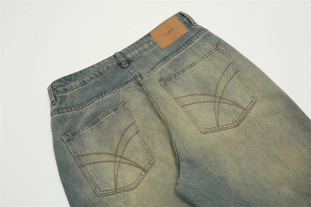 Heavy Industry Washing Hole Denim Trousers Men