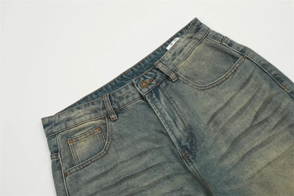 Heavy Industry Washing Hole Denim Trousers Men