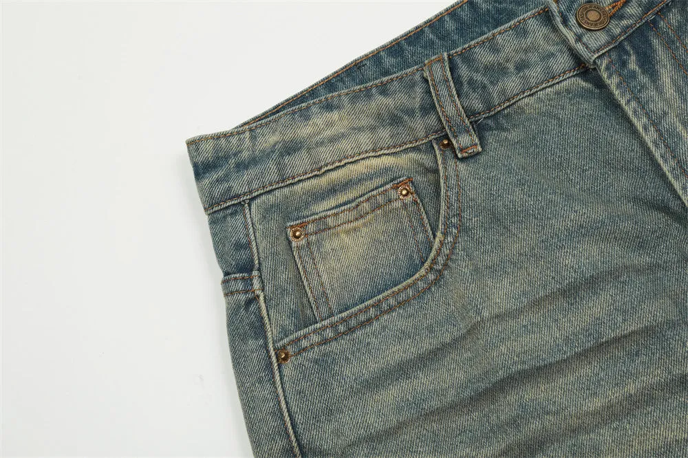 Heavy Industry Washing Hole Denim Trousers Men