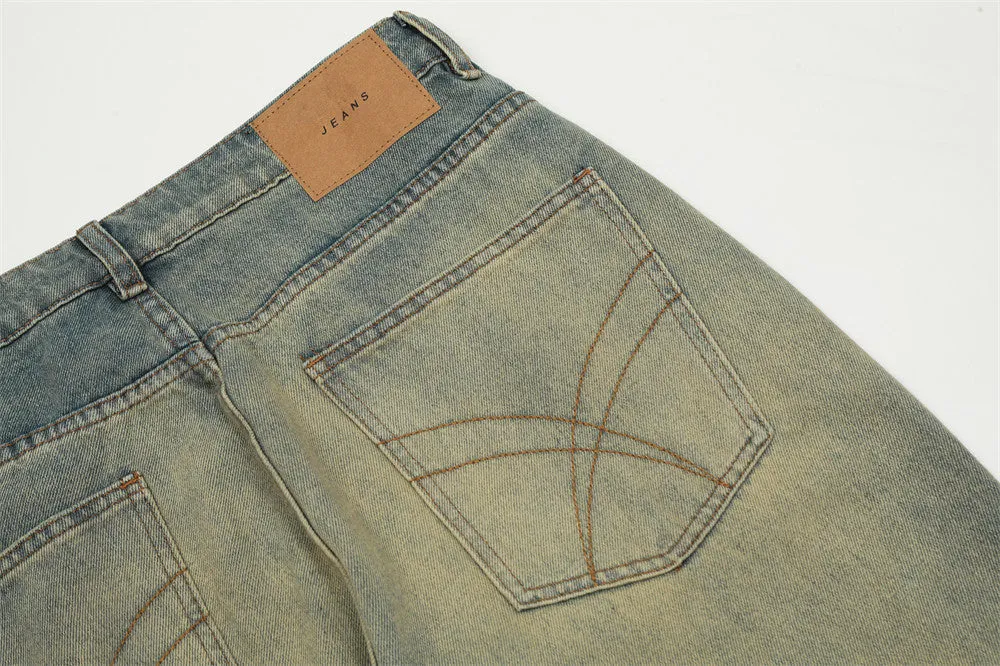 Heavy Industry Washing Hole Denim Trousers Men