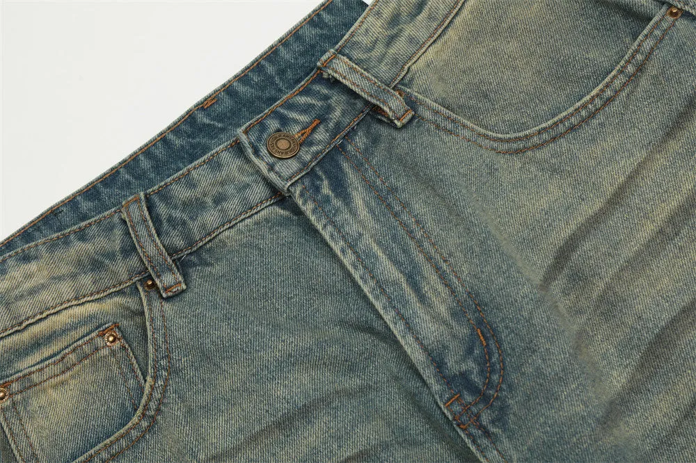 Heavy Industry Washing Hole Denim Trousers Men