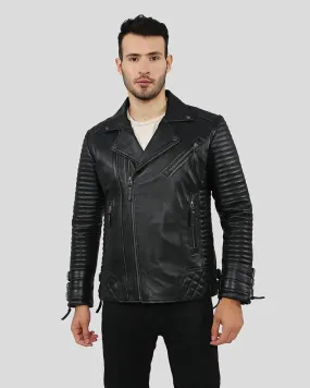 Hector Black Biker Leather Jacket