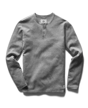 Henley Long Sleeve Mesh Flatback Heather Grey