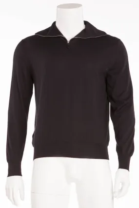 Hermes - Black Long Sleeve Zip Neck Cashmere Sweater - XL
