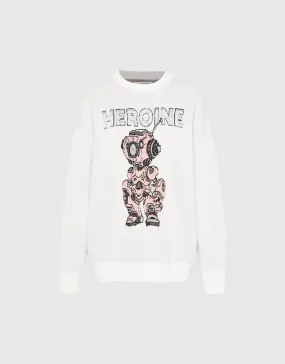 Heroine Embroidered Crew Neck Knitted T-Shirt