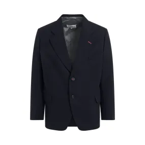 Herringbone Wool Jacket in Navy