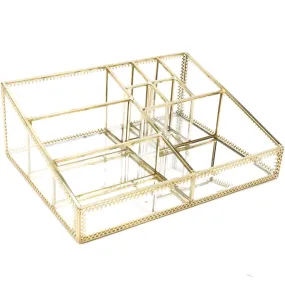 Hersoo Gold Mirrored Vanity Tray,Glass Makeup Display Organizer,Dresser Comestic Storage for Palette/Lipstick/Brushes/Skincare/Perfumes/Bathroom Accessories