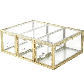 Hersoo Large Mirror Glass Top Dresser Make Up Organizer Jewelry &Cosmetic Display, Stackable Cube 6 Drawers Set Dresser Storage for Vanity with Lid,Bathroom Accessories Brushes Container (3drawerg)