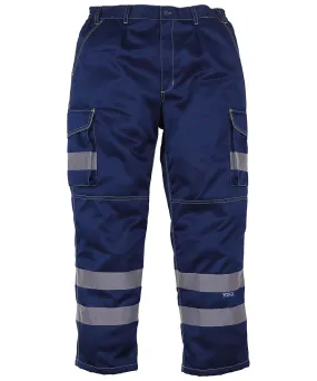 Hi-vis polycotton cargo trousers with kneepad pockets (HV018T/3M) | Navy