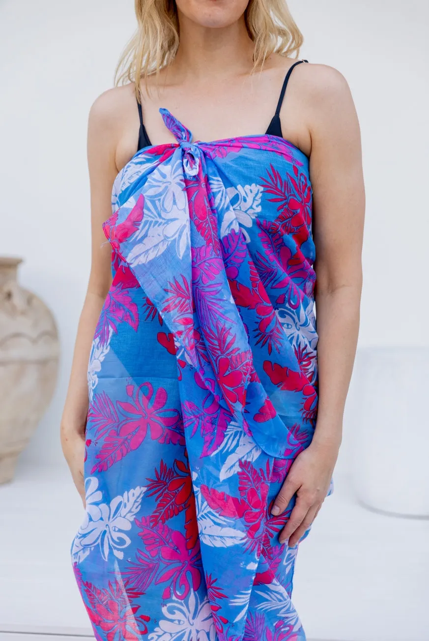 Hibiscus Printed Cotton Sarong Pareo