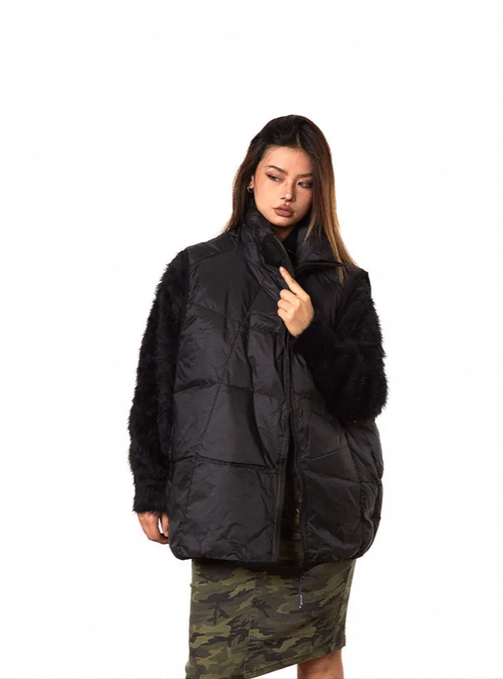 High Collar Asymmetric Zip Oversized Puffer Vest