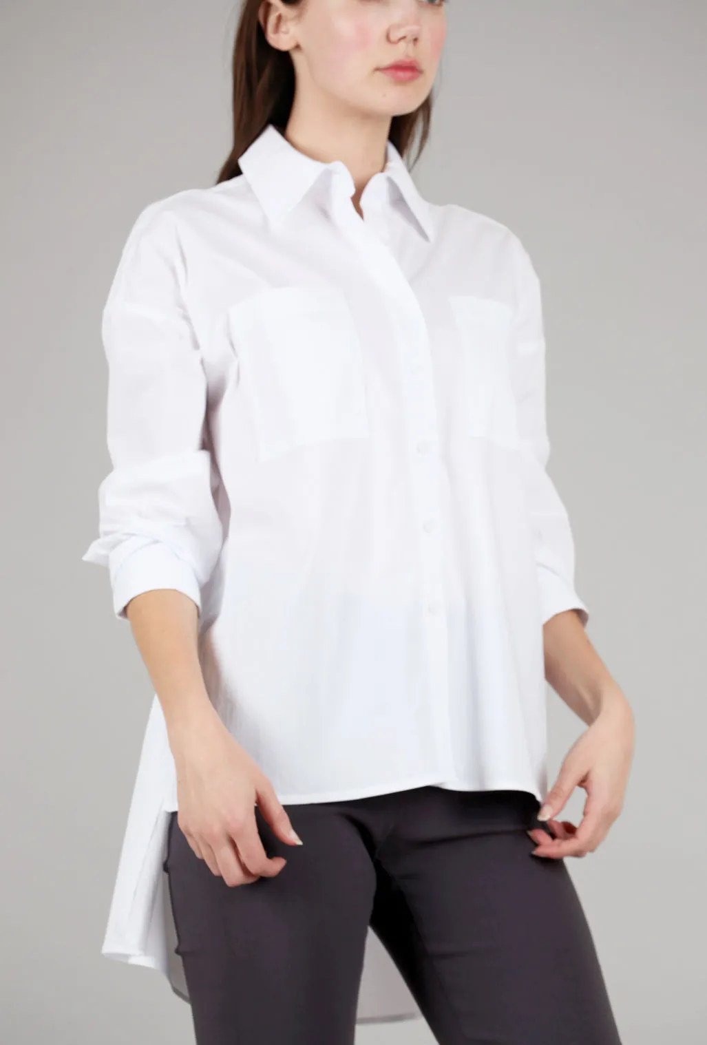 High-Low Oversized Tunic, White