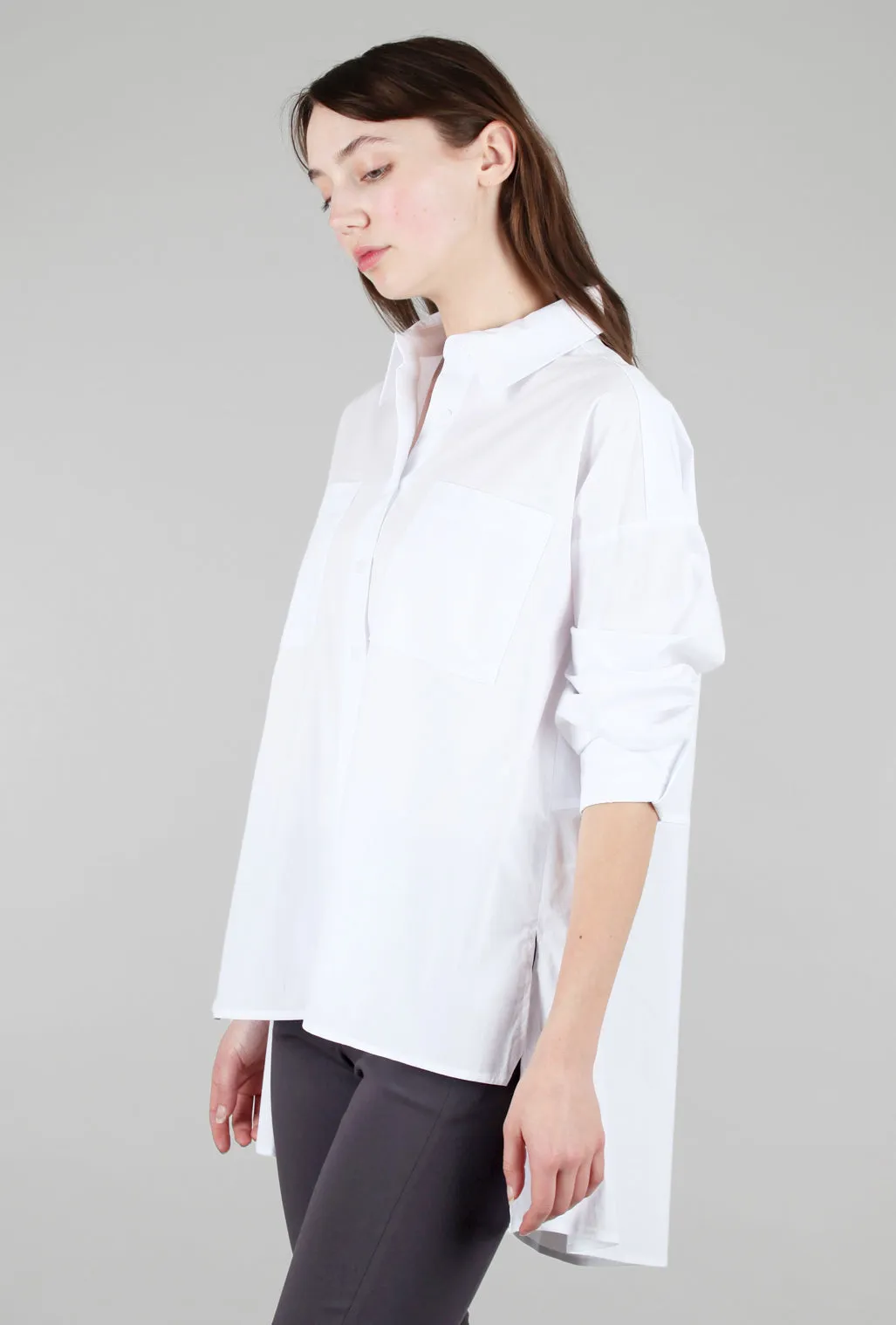 High-Low Oversized Tunic, White