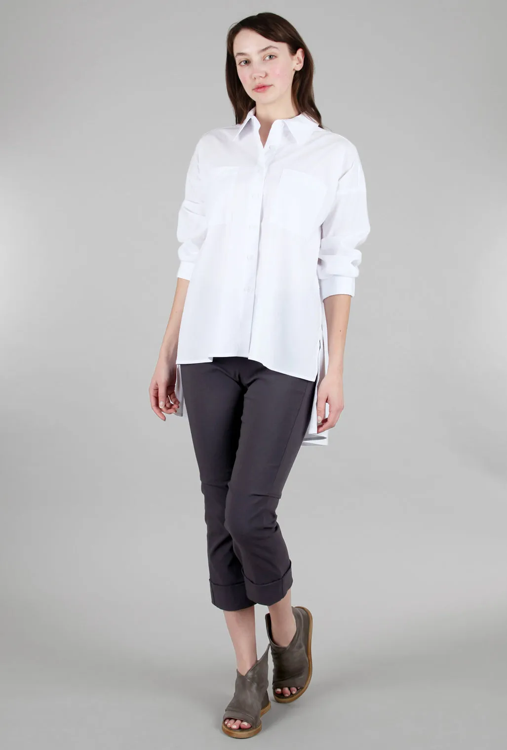High-Low Oversized Tunic, White