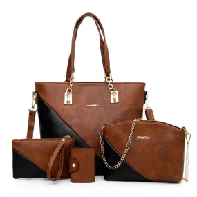 High Quality Large Capacity Women Pu Leather Handbags Tote Bags Fashion Ladies 4 Pieces Set Shoulder Bag Luxury Crossbody Bag