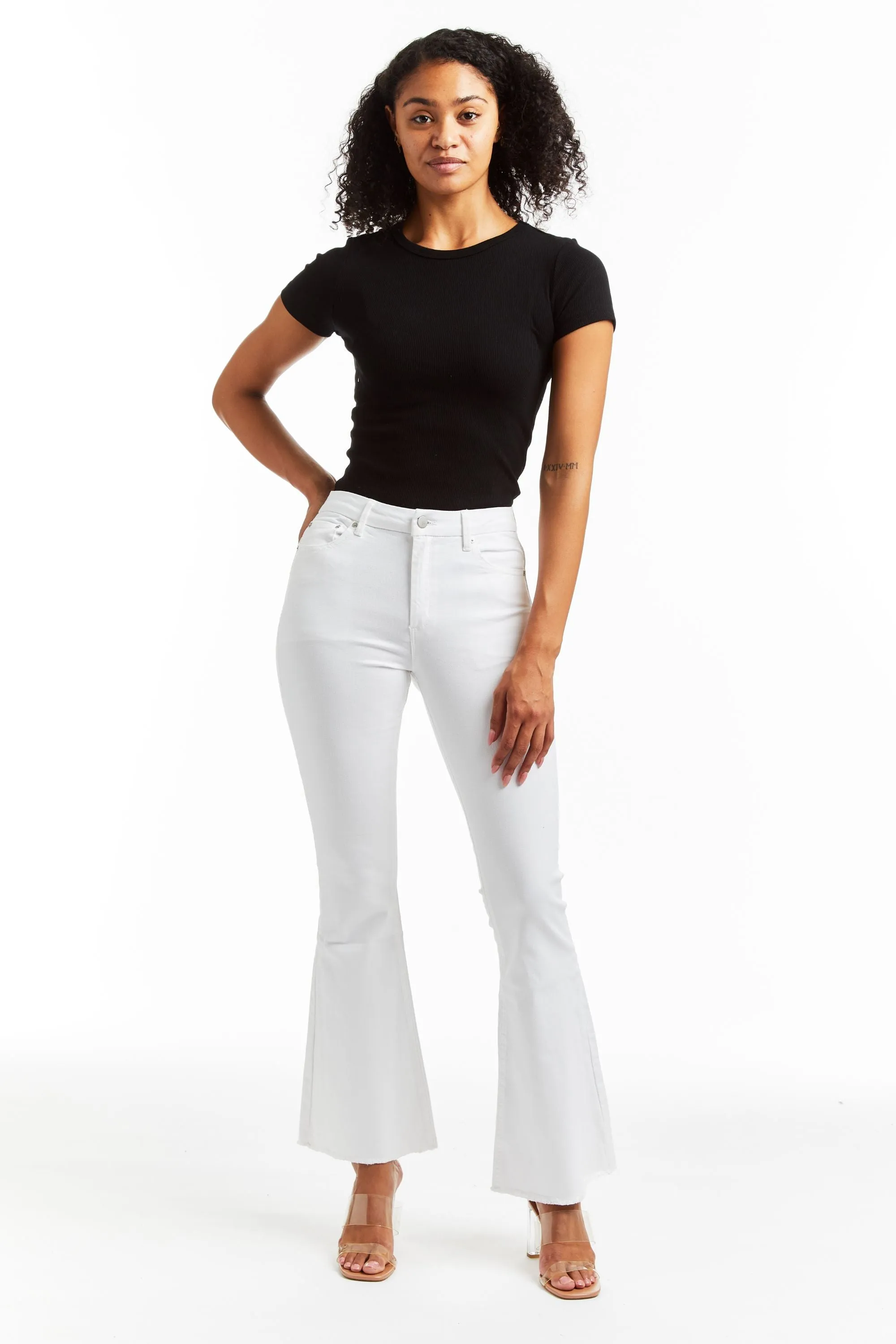 High Rise Sexy Flare In White