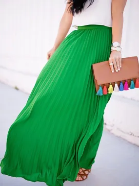 High Waist Pleated Longline Skirt