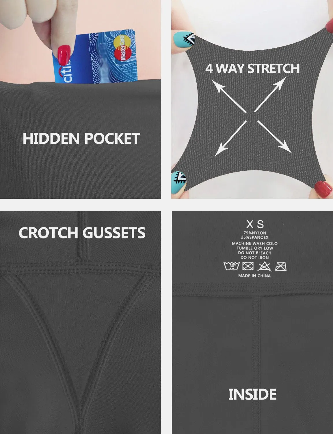 High Waist Side Pockets Running Pants shadowcharcoal ins_Running