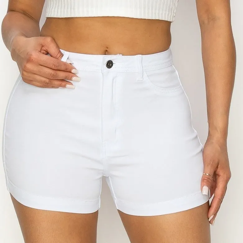 High Waisted Colored Shorts in White