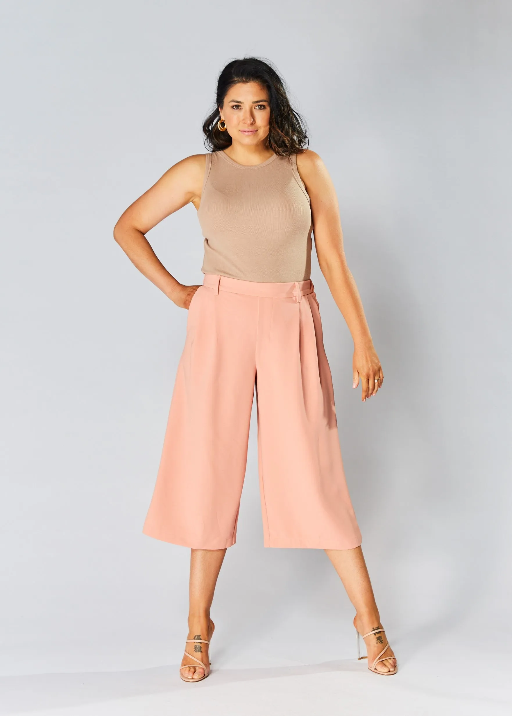 High Waisted Culottes - Peach