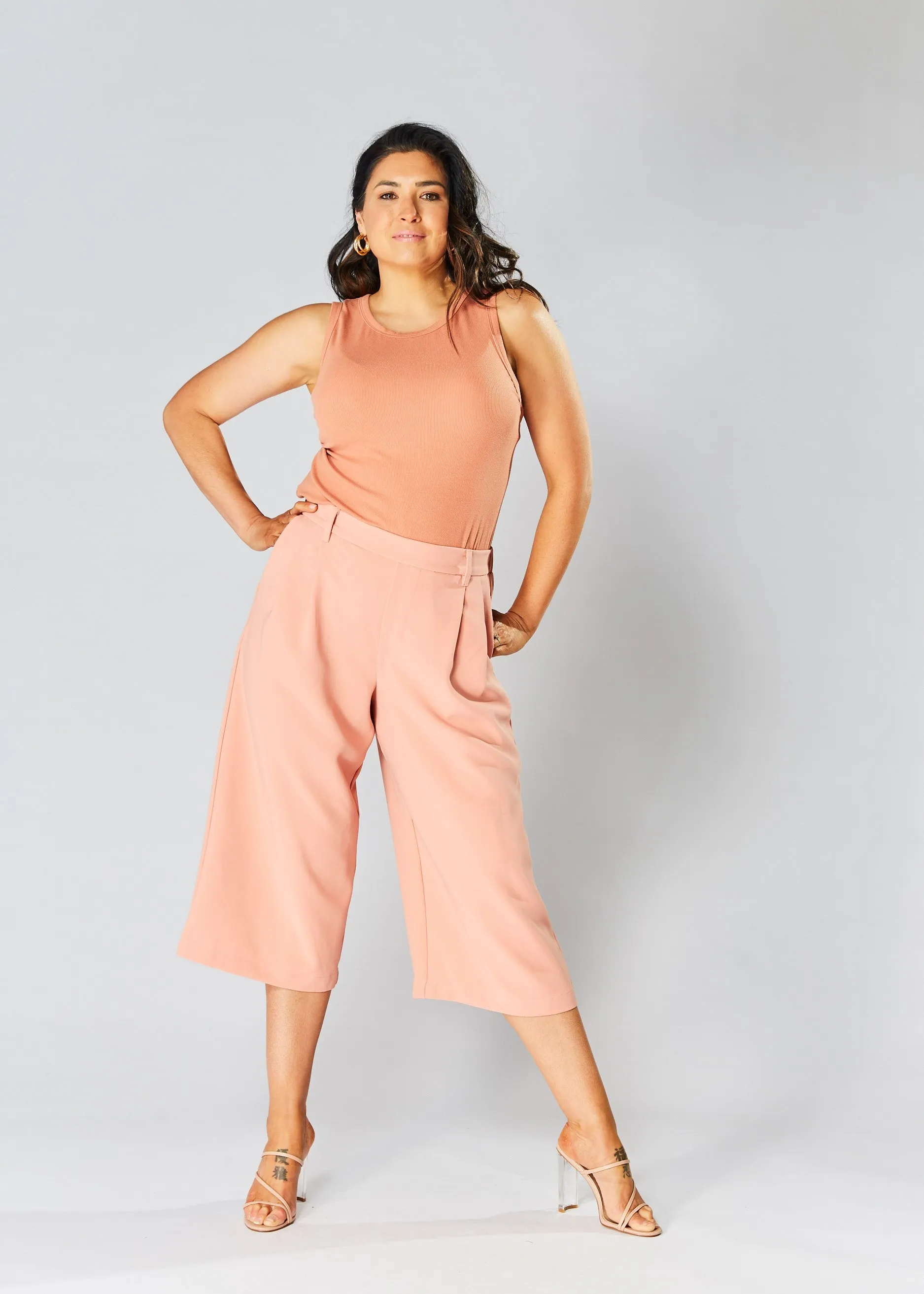 High Waisted Culottes - Peach