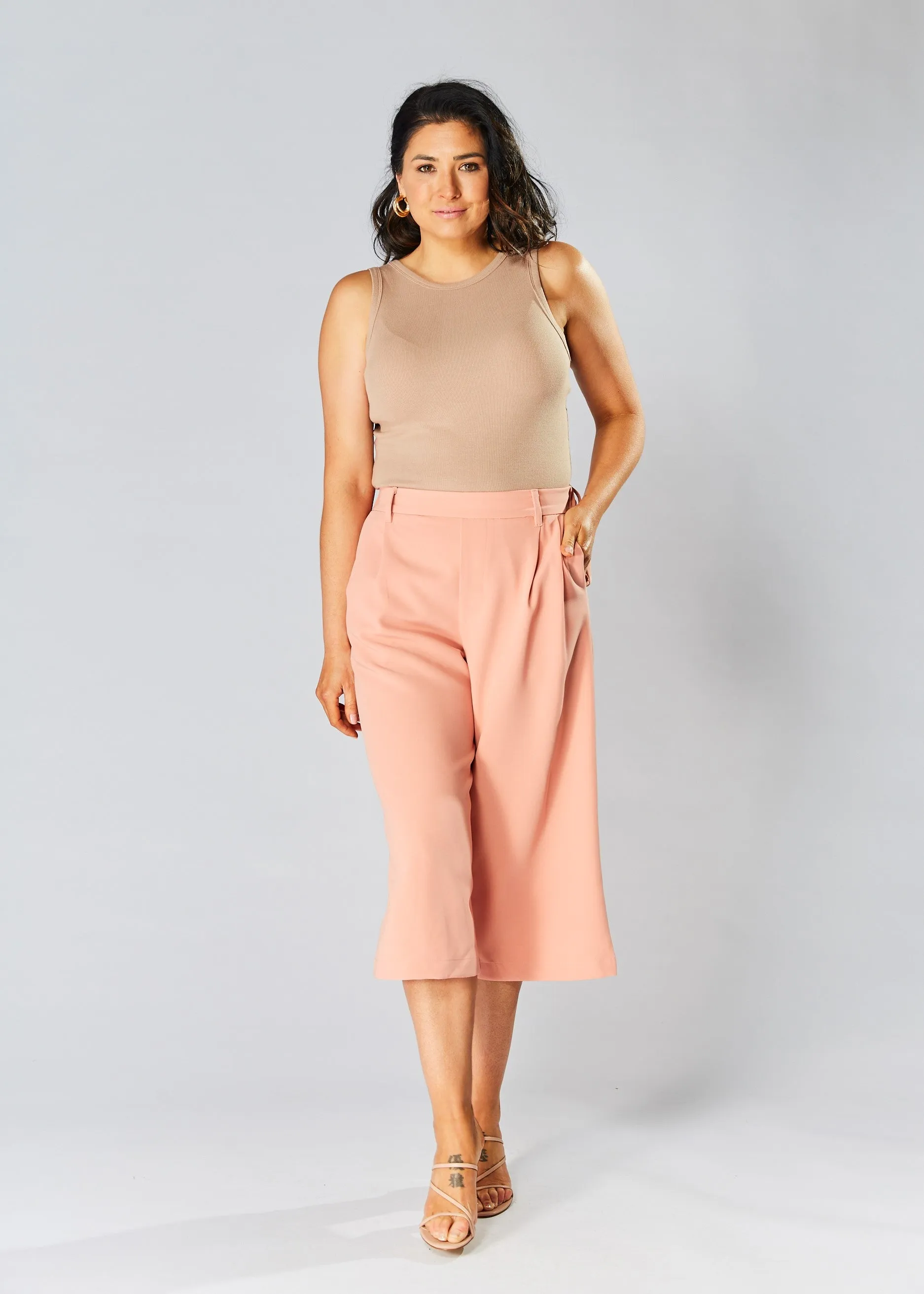 High Waisted Culottes - Peach