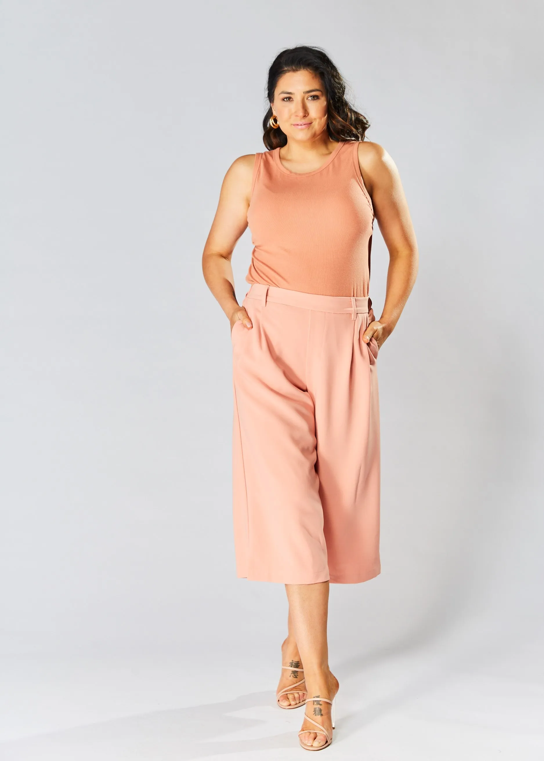 High Waisted Culottes - Peach