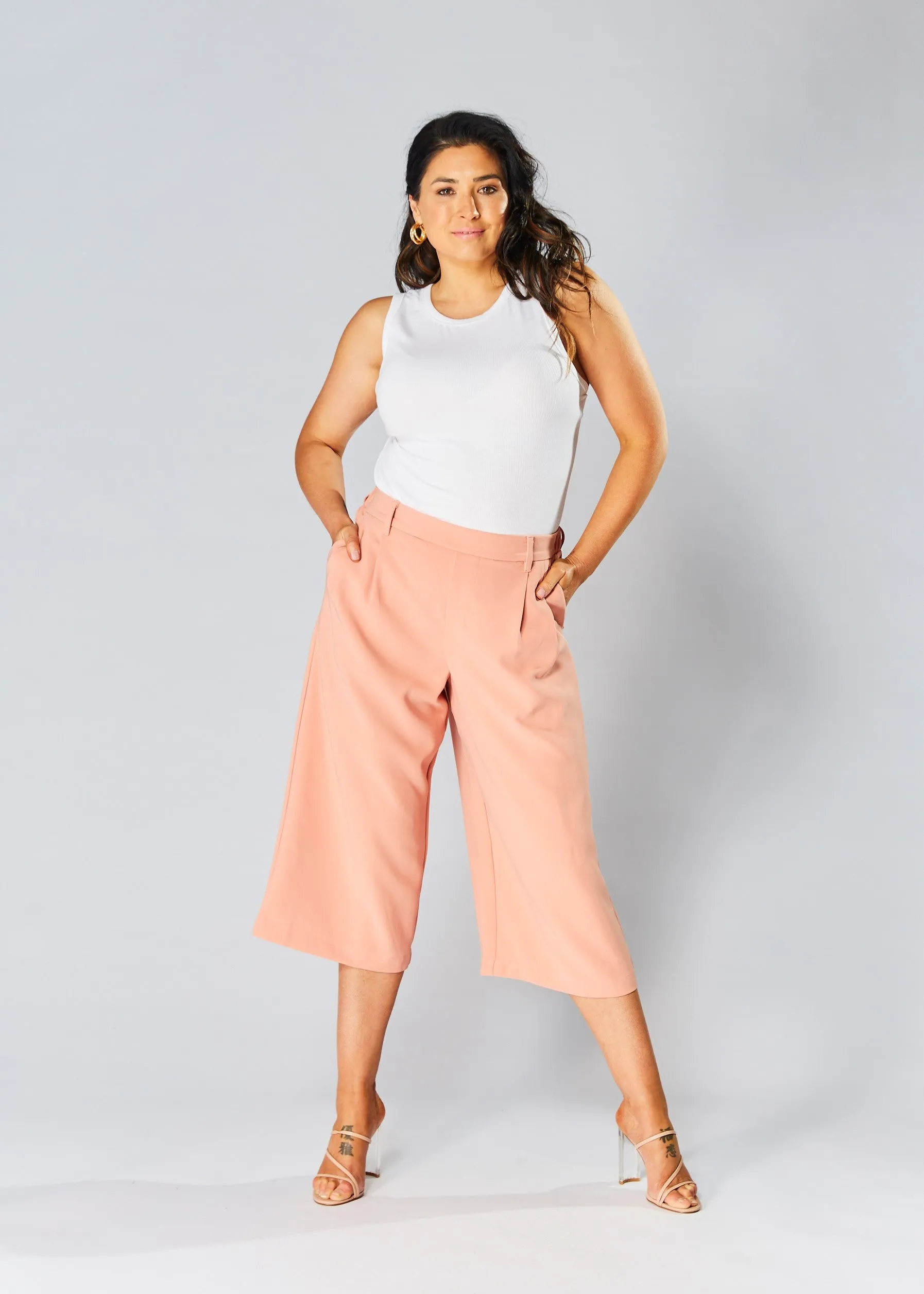 High Waisted Culottes - Peach