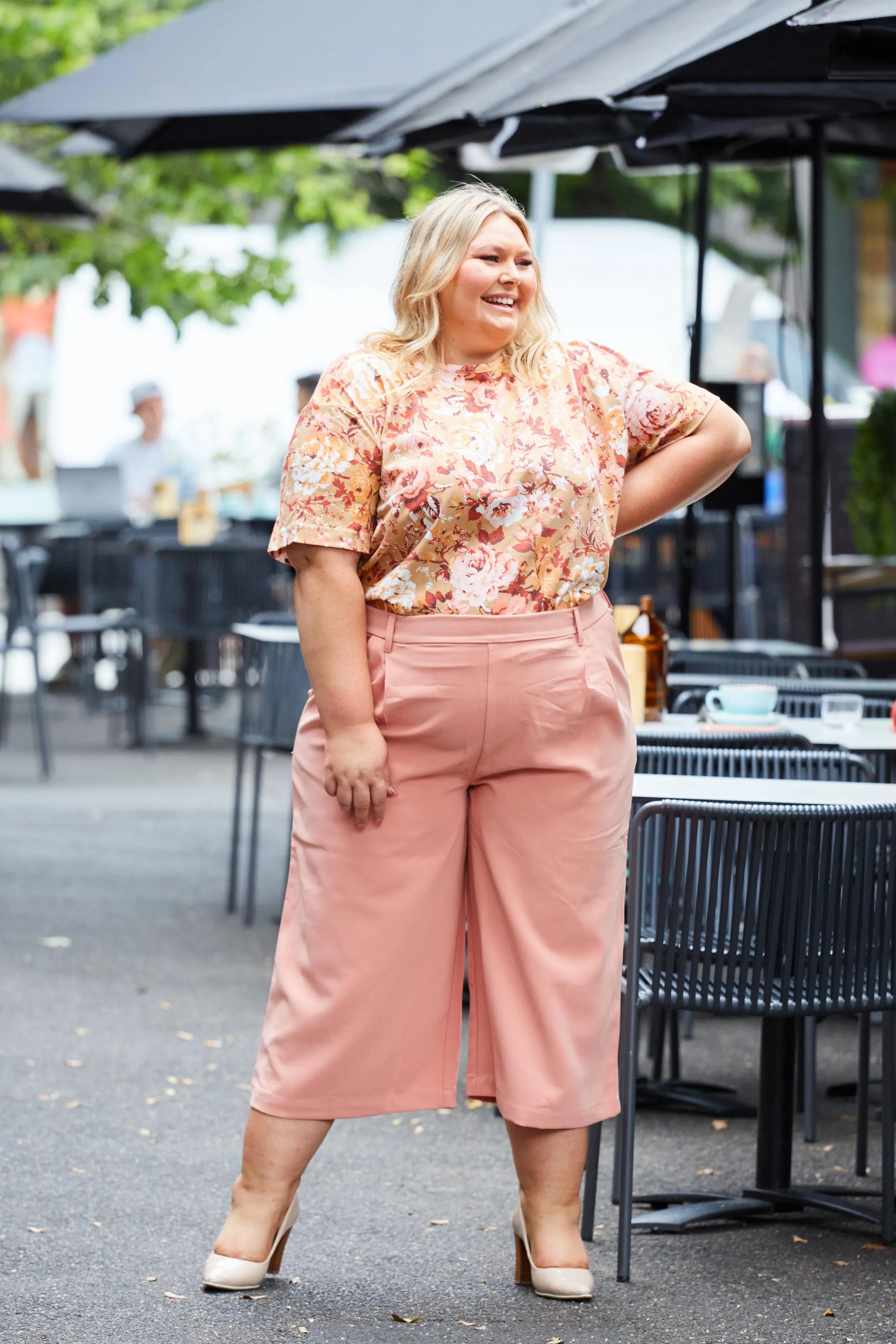 High Waisted Culottes - Peach