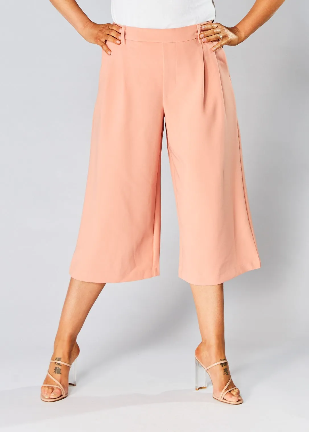 High Waisted Culottes - Peach