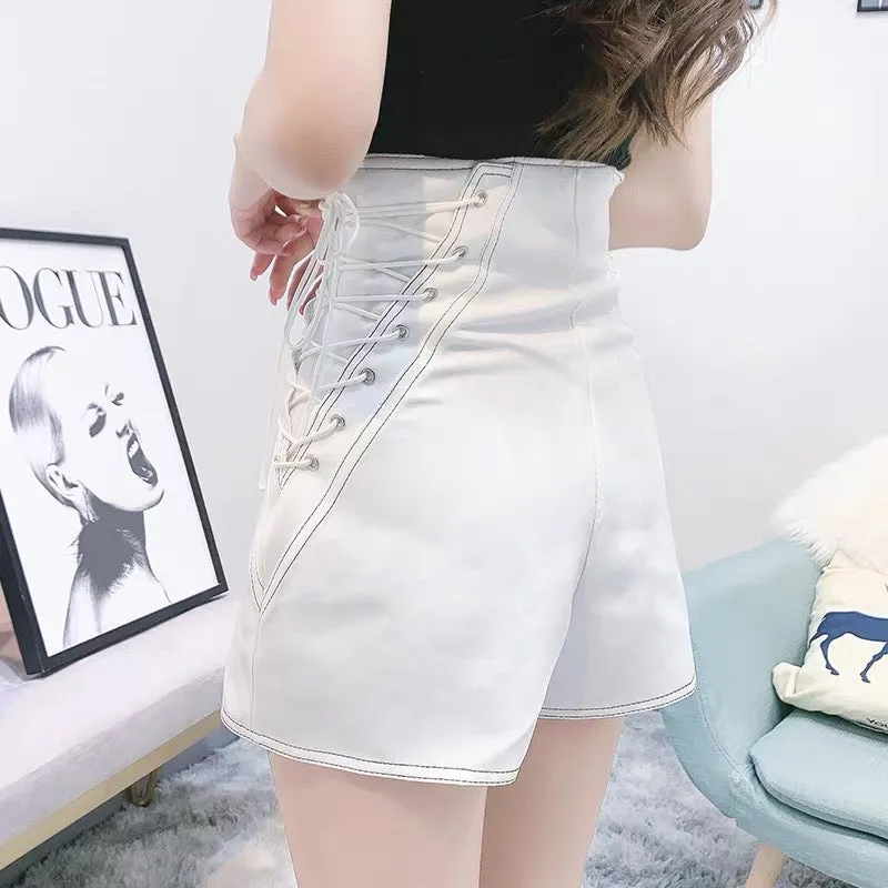 High Waisted Lace Up Shorts
