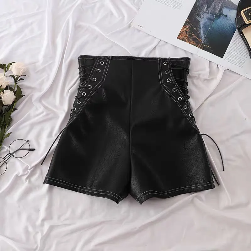 High Waisted Lace Up Shorts
