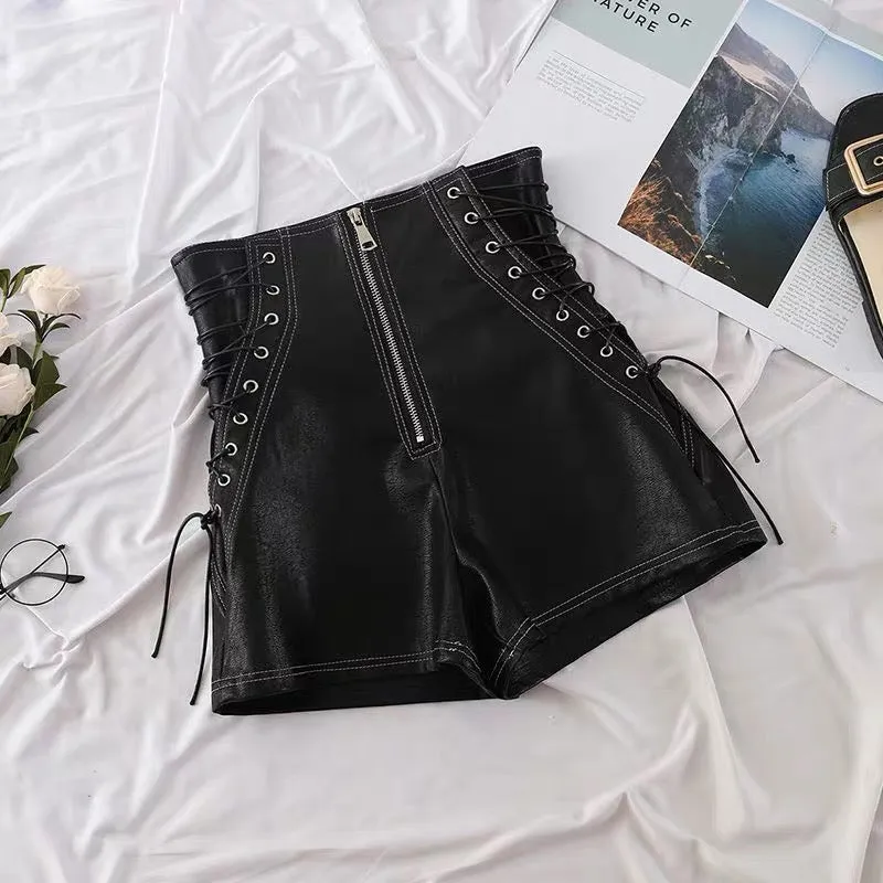 High Waisted Lace Up Shorts