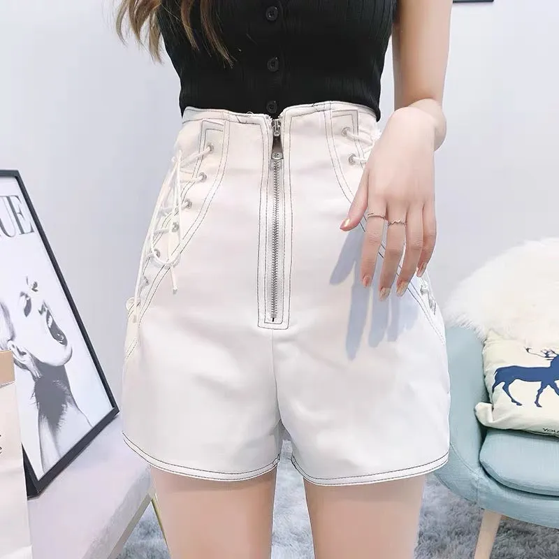 High Waisted Lace Up Shorts