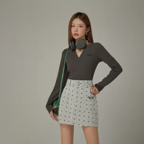 High Waisted Logo Heart Argyle Skirt