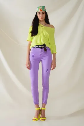 High Waisted Super Skinny Jeans in Purple
