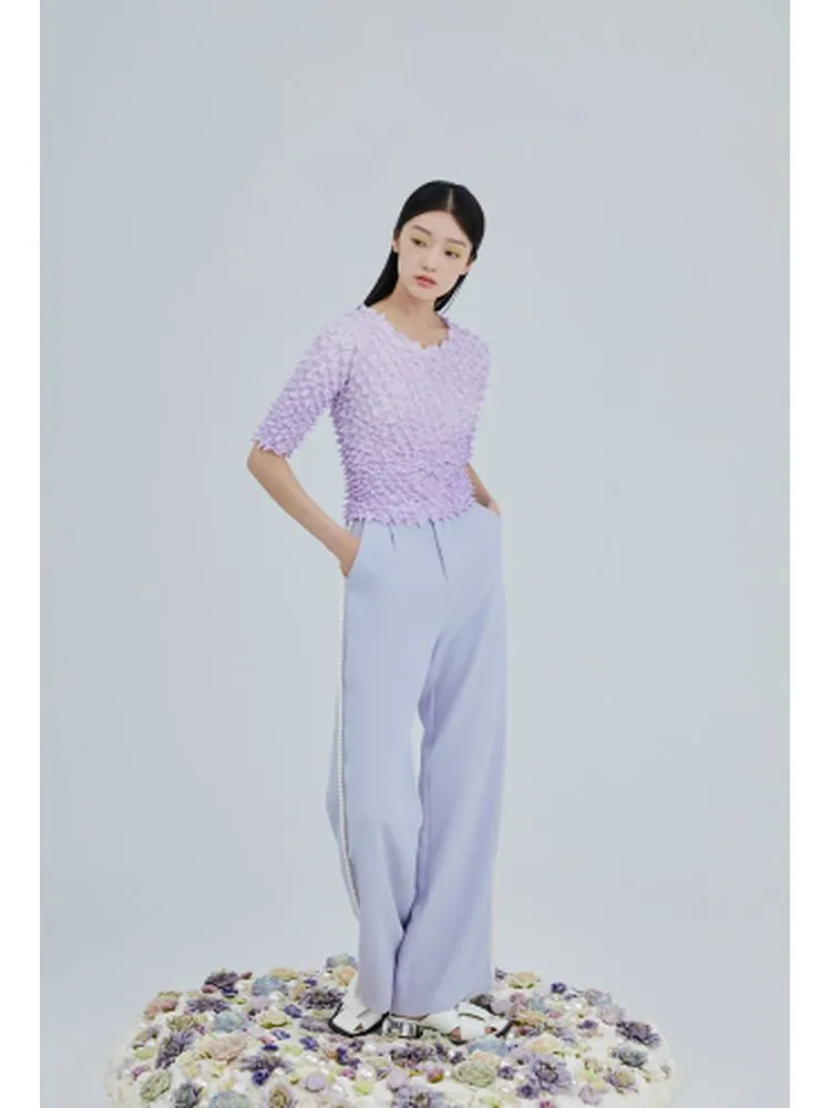 High-waisted wide-leg trousers【s0000001957】