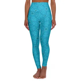 High Waisted Yoga Leggings - Groovy Turqoise