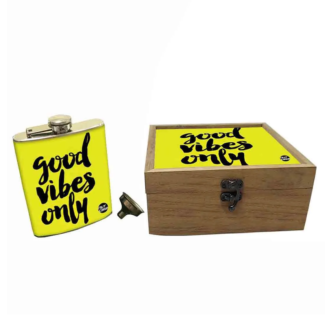 Hip Flask Gift Box -Good Vibes Only