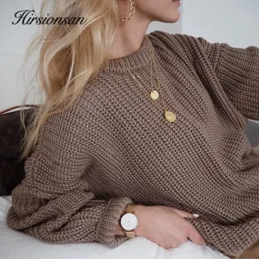 Hirsionsan Loose Elegant Knitted Sweater Oversized