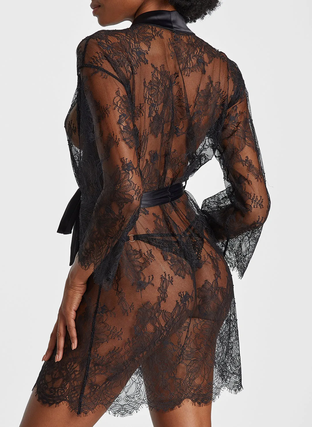 Histoire D'Un Soi Black Lace Kimono
